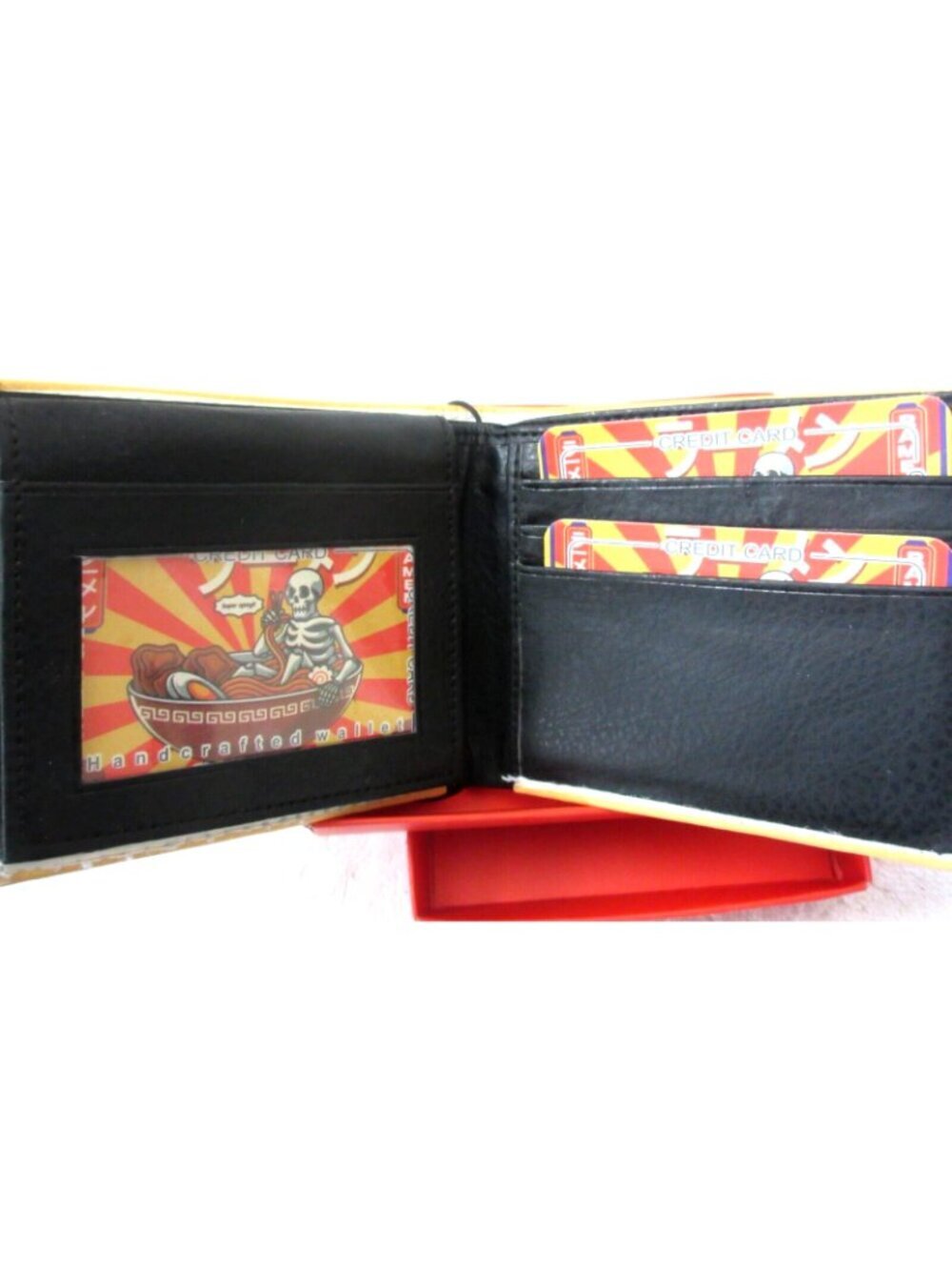 Anime Ramen Noodles Skeleton Fresh and Tasty Print Bi-Fold Vegan Leather Wallet - Picture 4 of 5
